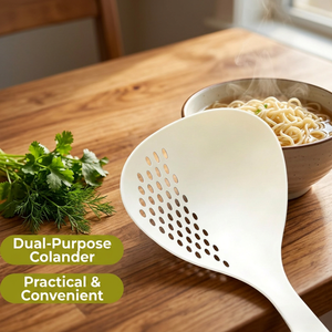 Cuillère passoire 2-en-1 avec design de drainage et de service, en PP de qualité alimentaire, à long manche, résistante à la chaleur, pour pâtes, légumes et soupes - Product Image 1