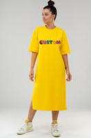 T-shirt longue gline en coton pour femmes, vente en gros, vêtement d'été décontracté et large, 2022