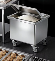 Chariot de stockage de farine en acier inoxydable de qualité alimentaire pour boulangerie, bistro, cantine scolaire, cuisine commerciale, gestion des matières premières