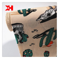 Crâne Et Cactus En Satin Stretch Spandex Coton Tissu Imprimé Pour Matériel De Couture Bricolage Robe Tissu