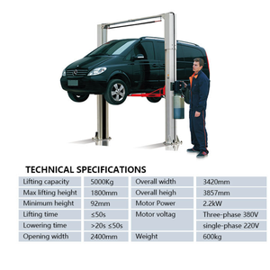 Lève-voiture hydraulique à 2 colonnes <span class=keywords><strong>pour</strong></span> <span class=keywords><strong>garage</strong></span>, <span class=keywords><strong>pont</strong></span> inférieur avec portique supérieur synchronisé par câbles en acier - Product Image 3