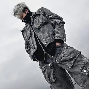 ديزنيو جينز رجالي منخفض موك مخصص كوري أسود جيب كبير جينز البضائع رجل - Product Image 5