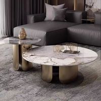 Table basse de salon en pierre artificielle, combinaison de tailles, pour petit appartement, en fer et métal, style minimaliste et léger