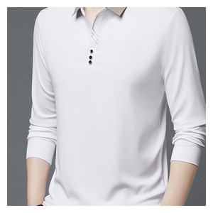 เสื้อโปโลผู้ชายผ้าถักน้ำหนักปานกลาง 200 กรัม แบบกำหนดเอง รับผลิตแบบ OEM ODM เสื้อยืดแขนยาวมีปก แบรนด์ส่วนตัว - Product Image 1