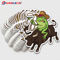 Individuelle Vintage Western Cowboy Totenkopf-Aufkleber, Wasserfeste Selbstklebende Gestanzte Retro Wild West Skelett-Sticker für Laptops