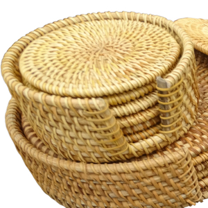 Juego de posavasos de ratán hechos a mano, taza de vid de otoño, tetera, aislamiento, almacenamiento de madera, juego de té, accesorios - Product Image 2