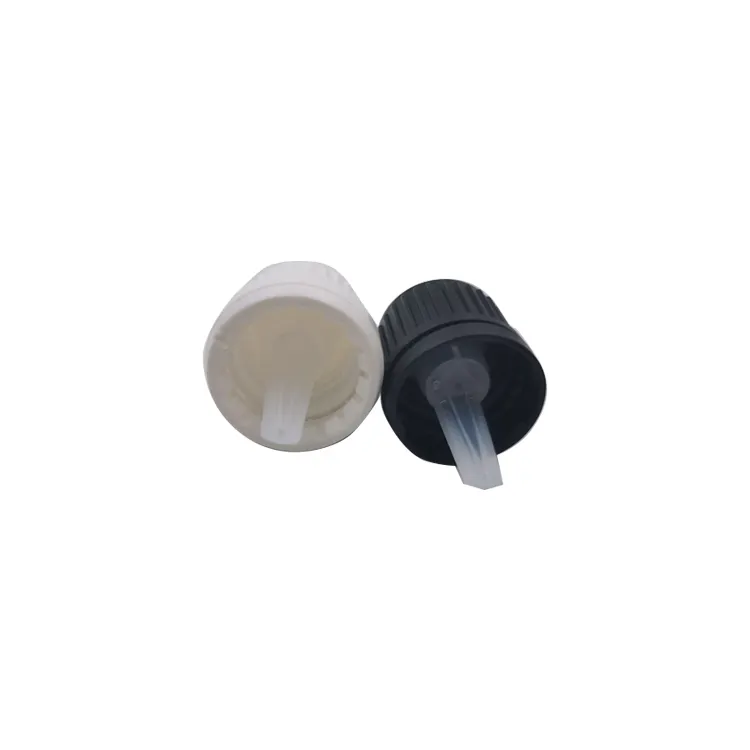 Tamper Evident Nhựa Trẻ Em Màu Đen Kháng Dropper Cap 18Mm Với Nhựa Dropper Stopper 0.6 1.0 Liều Lượng