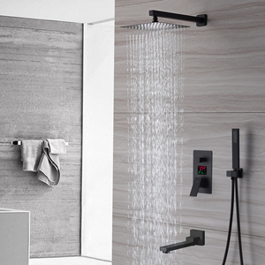 Dima-Sistema de ducha de cascada, juego de grifo Digital de 8 pulgadas para el techo, con cabezal de ducha de lluvia, color negro - Product Image 2