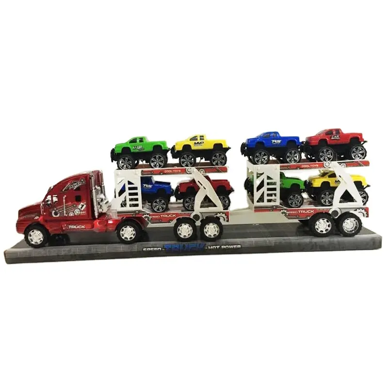 Kinder Kunststoff-Anhänger Container Lkw Mini-Autos Cartoon Transport Doppeldeck Traktor Traktor-Modell-Spielzeugset