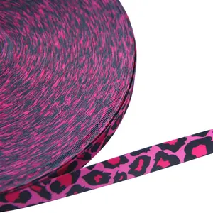 Leopard Print Strap Polyester Printed Ribbon Grosgrain Webbing China Factory Manufacturer 15mm Grosgrain Webbing 100% Polyester