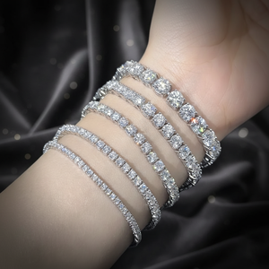 Bracelet Tennis Hip Hop en Argent 925 Plaqué Rhodium avec Moissanite VVS de 4mm, 6/6.5/7/7.5/8/8.5 Pouces, pour Femme et Homme, Prêt à l'emploi, Idéal Cadeau et Soirée - Product Image 1