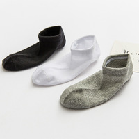Prêt à expédier coton mince respirant maille cheville chaussettes couleurs unies-blanc noir gris unisexe bébé été tricoté anti-dérapant caractéristique