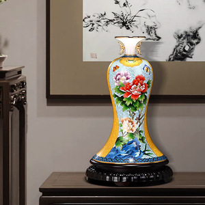 Luxe artisanal cloisonné émail cuivre Vase artistique décoratif maison ornement exquis Style chinois pékin fleur navire - Product Image 2
