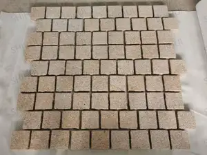 SHIHUI Natural Stone G682 Granite Pavers Cube Brick Pattern Brush-Hammered Surface Split Edge Paving Paver Stone Cobblestone