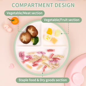 Tableau blanc en céramique pour enfants avec couvercle en silicone, plaque antidérapante pour bébé, compatible micro-ondes - Product Image 4