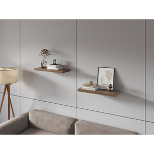 Iva <b>Floating</b> Shelf In Melamine Walnut 2 Pack <b>Wall</b> Mount Storage Display Rack - Product Image 4