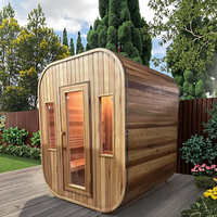 Sauna de lujo de cedro rojo con función de vapor seco y húmedo para jardín exterior, villa y bienestar.