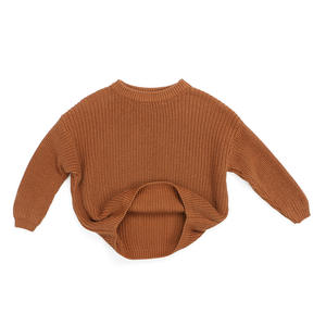 Pull en tricot surdimensionné pour filles et garçons, pull confortable à col rond de couleur unie pour bébés et tout-petits, automne et hiver - Product Image 6