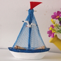 Modèle de bateau à voile en bois de 15 cm, décoration de bureau, thème marin méditerranéen, sculpture artisanale, décoration de gâteau