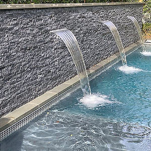 Schwimmbad-Wasserfall Gartenwasserfall Brunnen Wasservorhang Künstlicher Springbrunnen mit LED-Licht zur Dekoration - Product Image 3