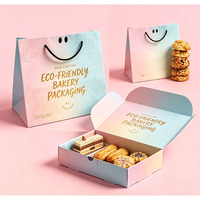 Boîte d'emballage de boulangerie écologique personnalisée OEM, boîte à gâteaux, biscuits et desserts de qualité alimentaire avec sac en papier