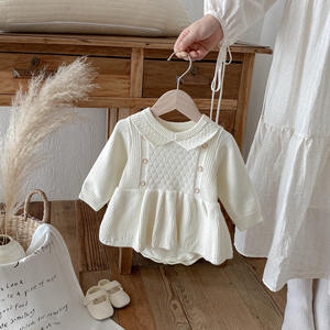 Осенне-зимний комбинезон для маленьких девочек, Повседневное трикотажное платье из 100% хлопка с длинными рукавами, новый детский комбинезон с рюшами и обложкой для пердежа - Product Image 2