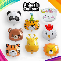 Balon Foil Kepala Hewan Safari Hutan Terbaru, Harimau Singa Panda Jerapah untuk Dekorasi Photo Booth Ulang Tahun