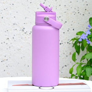 Botella de Viaje de 32oz (1000ml) con Aislamiento al Vacío, Doble Pared, 4 en 1, Tapa con Popote Bloqueable, Recubrimiento en Polvo, para Senderismo y Actividades al Aire Libre, Venta al Por Mayor - Product Image 1