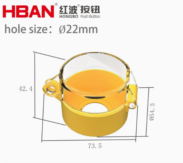 HBAN 22mm Dustproof Waterproof Protective Cover with Transparent Plastic Cap for Push Button Switch and Control Applications