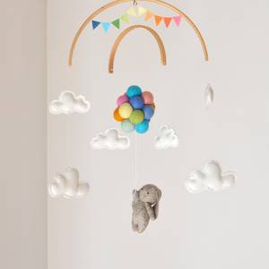Pompon en laine arc-en-ciel pour bébé, <span class=keywords><strong>1</strong></span> pièce, cadeaux de fête prénatale, ballon bois mignon lapin volant, pépinière, avec décor de nuage en peluche - Product Image 3