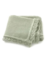 Couverture en tricot pour bébé 100% coton, bordure en dentelle, douce, respirante, couleur unie, couverture d'emmaillotage, 80x100cm