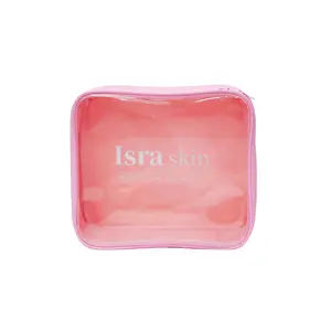 10 Zoll Pink Clear PVC Benutzer definierte Make-up-Tasche TSA-Zulassung Kosmetik taschen Frauen Liebe Toiletten artikel Reise Kosmetik tasche für Toiletten artikel