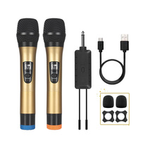 Gran oferta, sistema de micrófono de Karaoke de doble canal, micrófono dinámico de mano inalámbrico UHF para fiestas y material metálico de Iglesia