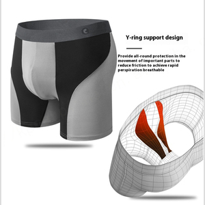 Calzoncillos bóxer para correr para hombre de tallas europeas, ropa interior transpirable de seda helada para Fitness, piernas largas de secado rápido, cintura con Logo de tiro medio - Product Image 2