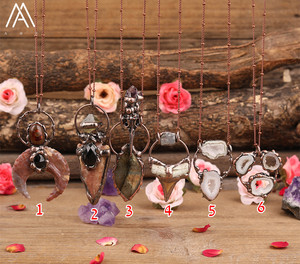 สร้อยคอจี้สไตล์โบฮีเมียนชุบสีบรอนซ์โบราณ ประดับคริสตัลบำบัด หินธรรมชาติ เครื่องประดับเสริมพลังงาน สำหรับวันครบรอบ - Product Image 3