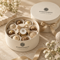 Boîte cadeau de mariage ronde rigide haut de gamme en velours laminé avec estampage personnalisé en feuille d'or et ruban champagne