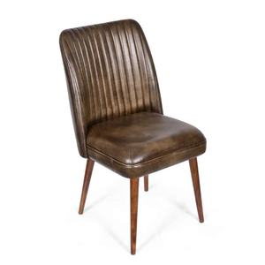 เก้าอี้รับประทานอาหารโครงโลหะสไตล์วินเทจหุ้มหนังพร้อมพนักพิงโค้งและขาเหล็กแข็งแรงสำหรับห้องรับประทานอาหารสไตล์เรสติก - Product Image 5