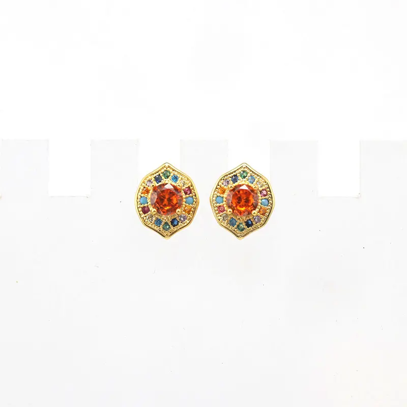 Wuzhou LS Jewelry wholesale 18k gold plated beautiful jewelry round cubic zirconia fashion marquise stud earrings jewelry