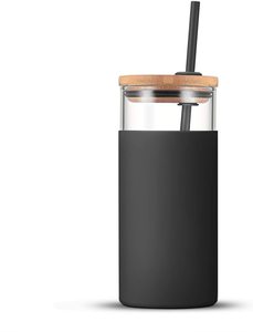 Libre de BPA de la tapa de bambú funda de silicona botella de agua de vidrio taza de taza, vaso - Product Image 2