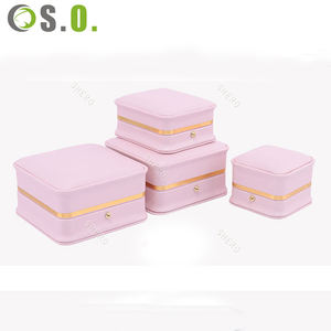 Boîtes d'emballage de bijoux en cuir PU de qualité supérieure personnalisées de couleur rose pour collier, bracelet, bague, boucles d'oreilles, boîte à bijoux - Product Image 4