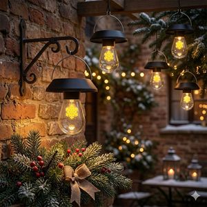 Luces Solares de Jardín con Bombilla LED y Gancho para Montaje en Pared, Lámpara Decorativa Colgante para Exteriores, Garantía de 2 Años, Control por Sensor de Luz - Product Image 1