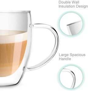 Commercio all'ingrosso 8Oz borosilicato a doppia parete tazze di vetro personalizzato tazza magica con manico e vero fiore secco caffè e Set da tè - Product Image 5