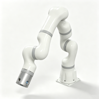 Bras robotique collaboratif, charge utile 5 kg, 7 degrés de liberté, ultra-léger, rayon d'action 653 mm, IP54, enseignement par drag-drop, servomoteur, PLC
