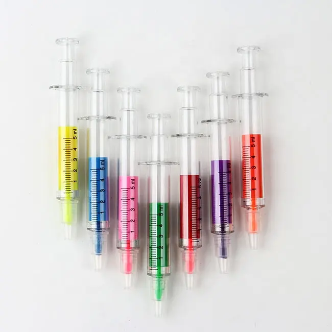 Novelty syringe highlighter pen logo for doctor promotion