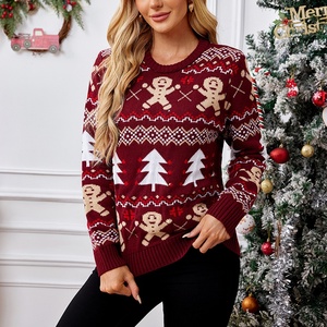 <span class=keywords><strong>Pull</strong></span> <span class=keywords><strong>de</strong></span> <span class=keywords><strong>Noël</strong></span> <span class=keywords><strong>lumineux</strong></span> à LED pour <span class=keywords><strong>femme</strong></span>, motif Jacquard Bonhomme en pain d'épices, épais, à manches longues, style décontracté, dessin animé - Product Image 1