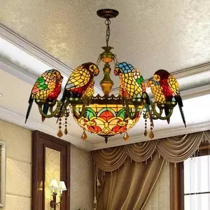 Vente directe en usine, lustres et lampes LED traditionnels, éclairage suspendu, <span class=keywords><strong>lustre</strong></span> <span class=keywords><strong>perroquet</strong></span> en vitrail - Product Image 5