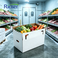Grande boîte de palette ondulée enduite de cire pour l'expédition en vrac en chaîne du froid, carton étanche pour l'exportation de fruits et de fruits de mer surgelés