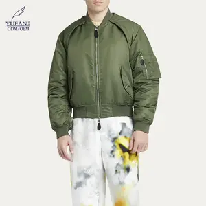 YuFan personalizado al por mayor verde hombres chaqueta de bombardero personalizado liso hombres chaqueta cortavientos nueva llegada abrigos de alta calidad