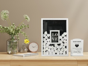 Màu trắng cổ điển của khách cuốn sách khung với trái tim cho đám cưới bé tắm Bridal tắm kỷ niệm tang lễ - Product Image 3