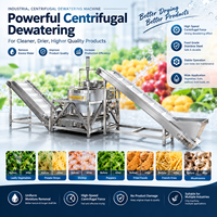 Commerciële centrifugale centrifugeermachine met automatische bodemafvoer, 304 roestvrij staal, voor het ontwateren van groenten en fruitverwerking.
